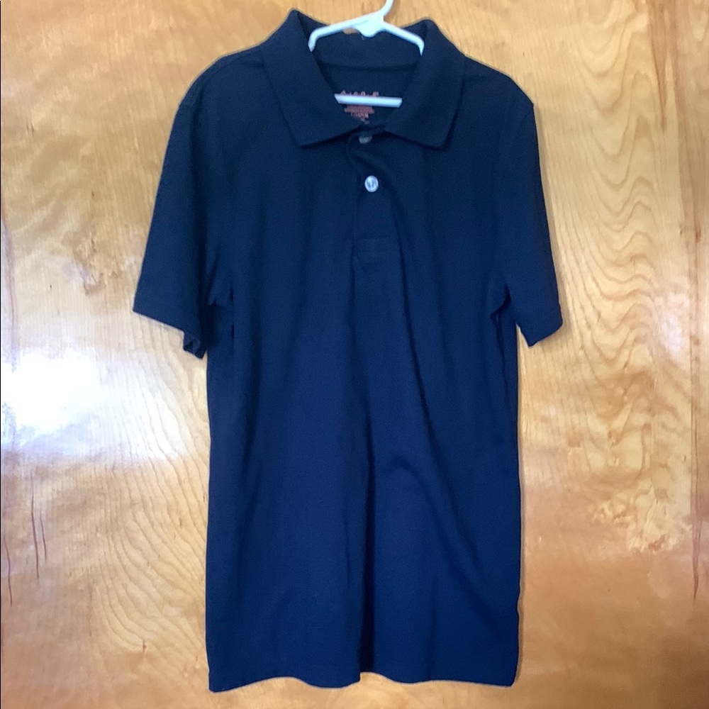 EUC Boys Size L 12/14 Cat & Jack Black School Uniform Polo- Navy Blur